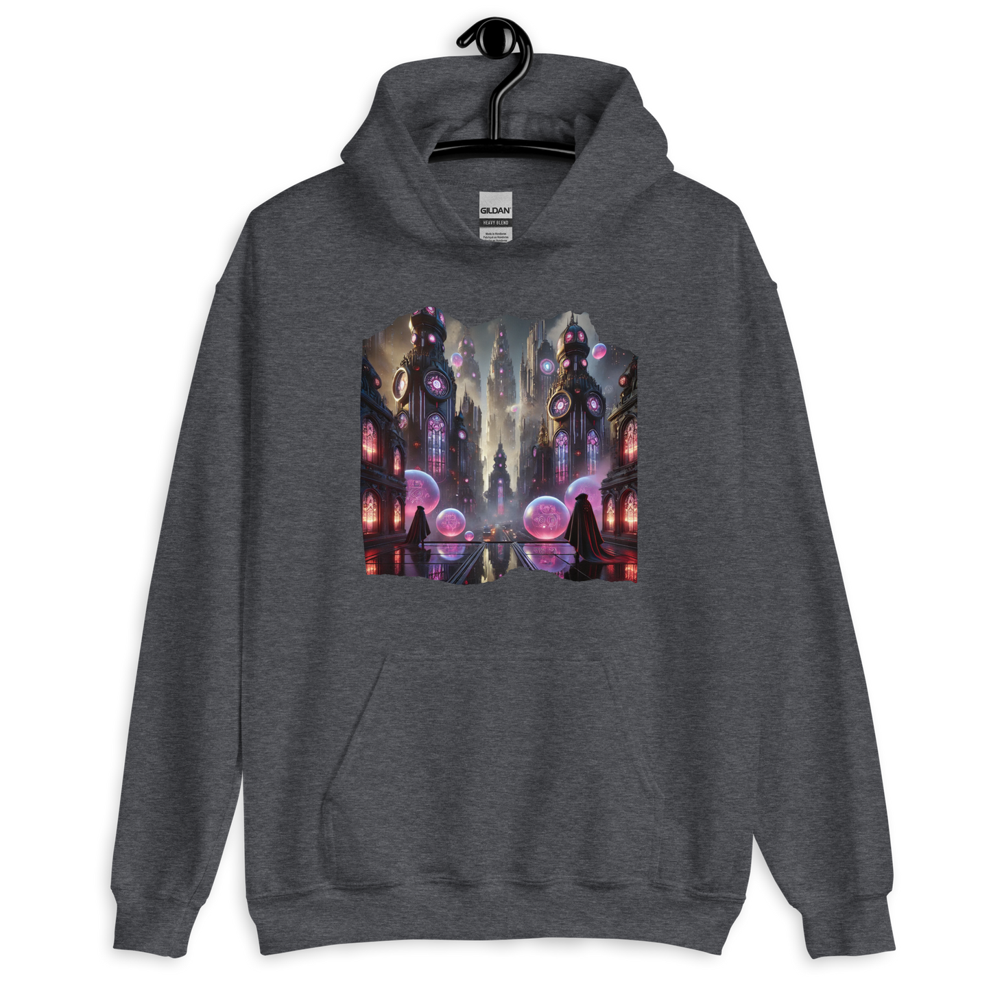 Luminary Spires Dark Heather Hoodie from the Cybertropolis Collection at Absolute Legend