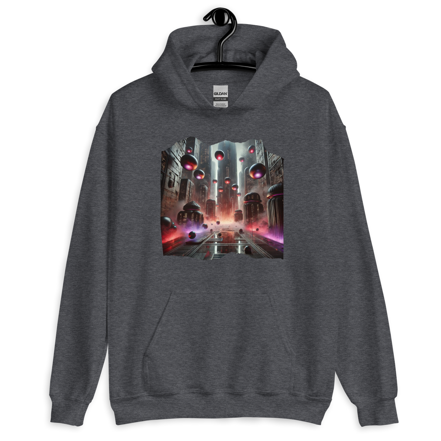 Sphereborne Dystopia Dark Heather Cyberpunk Hoodie from the Cybertropolis Collection at Absolute Legend