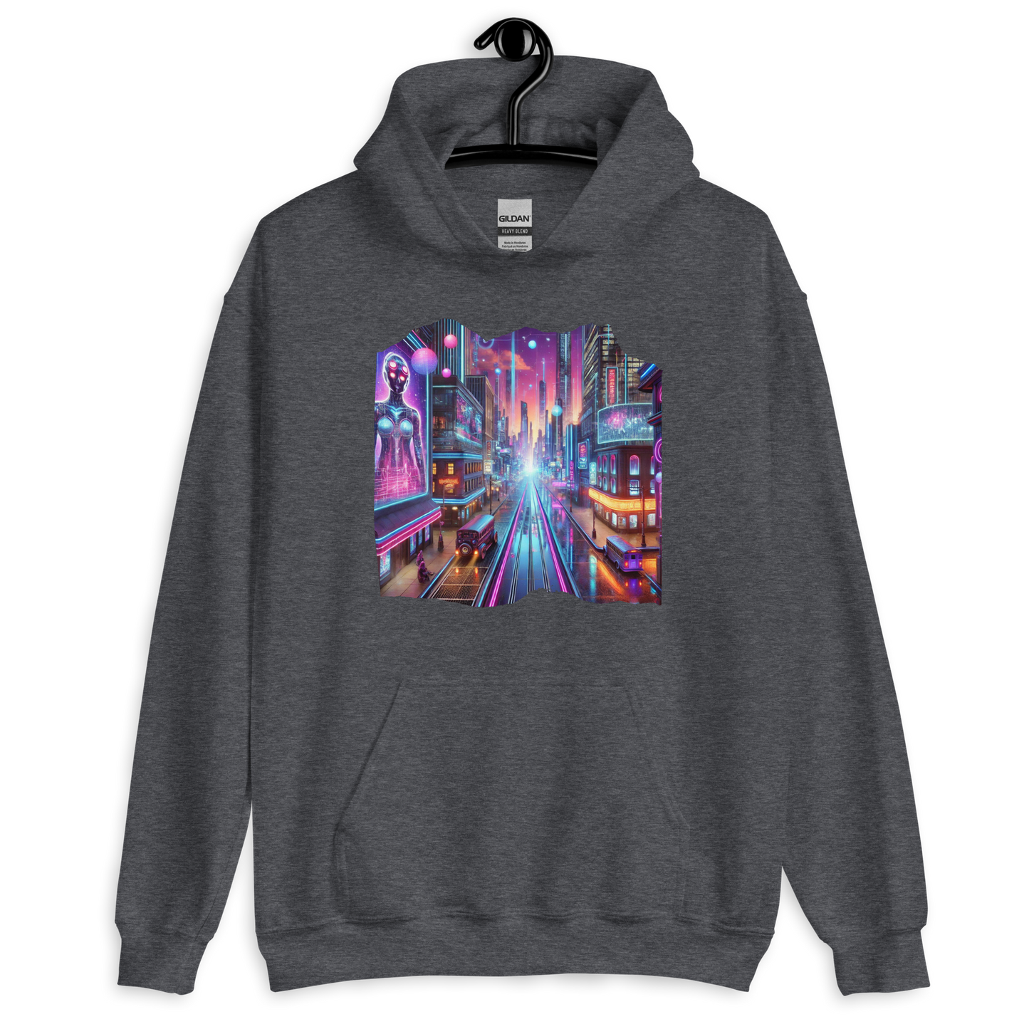 Utopia Avenue Dark Heather Cyberpunk Hoodie from the Cybertropolis Collection at Absolute Legend