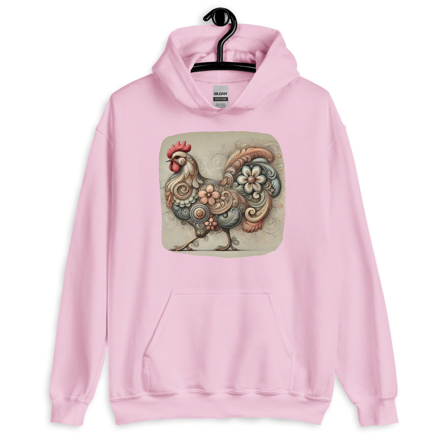 Scrolls & Feathers Pink Chicken Hoodie from the Cluck Couture Collection at Absolute Legend