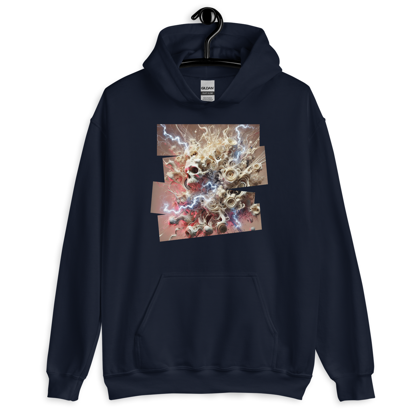 Fragmented Serenity Navy Hoodie from the Chaos Threads Collection at Absolute Legend