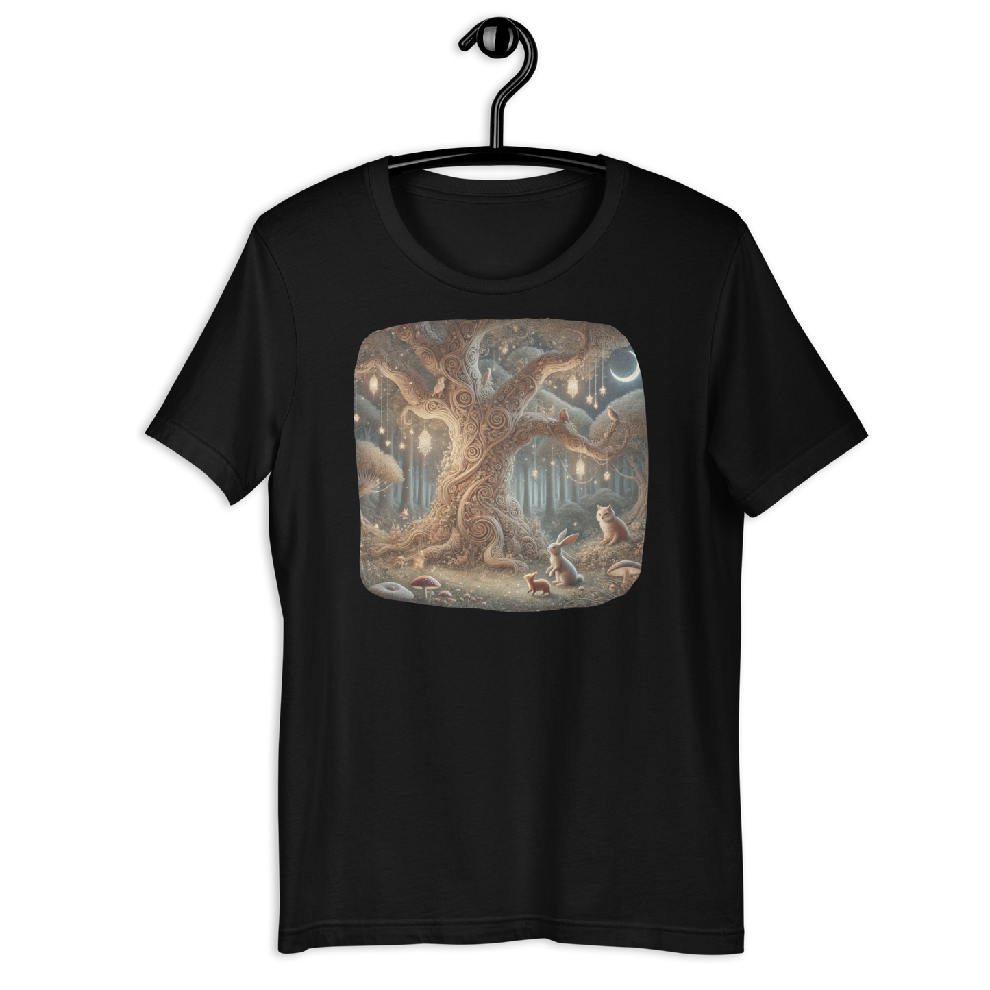 Curlicue Forest Black T-Shirt from the Woodland Whimsy Collection at Absolute Legend