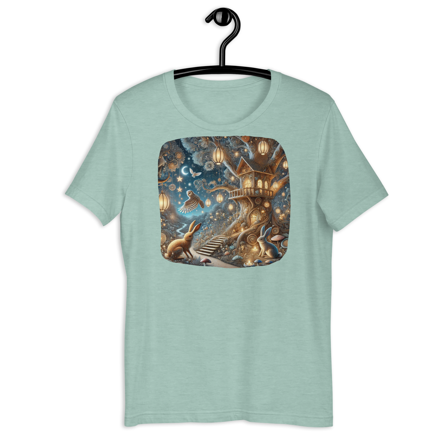 Nocturnal Wonderland Pale Blue T-Shirt from the Woodland Whimsy Collection at Absolute Legend