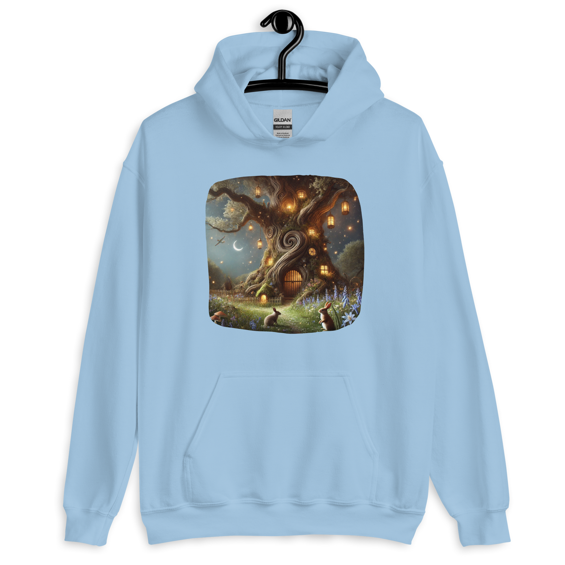 Wendy’s Place Pale Blue Hoodie with a cosy, vintage-inspired design evoking warmth and homey nostalgia from the Woodland Whimsy Collection at Absolute Legend