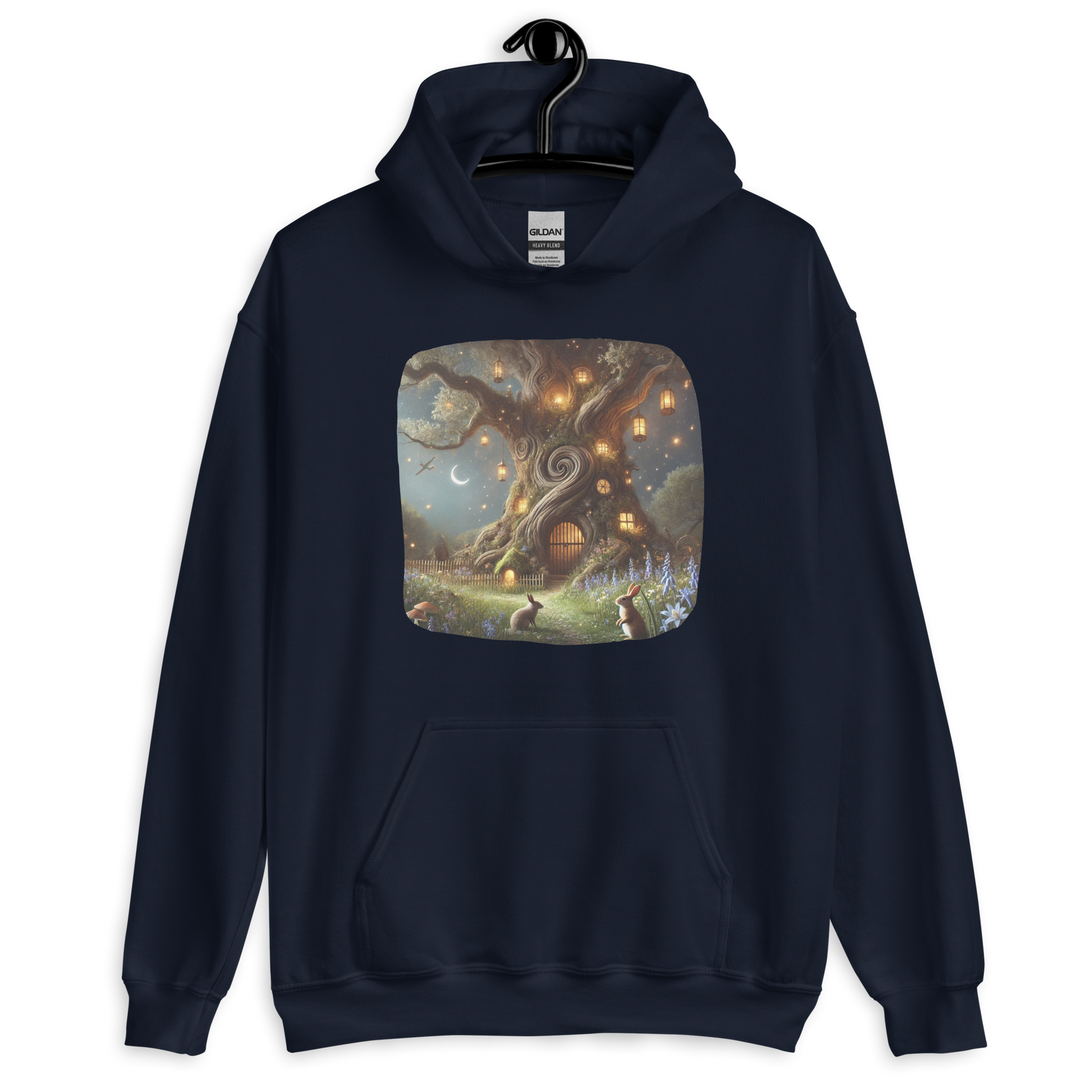Wendy’s Place Navy Hoodie with a cosy, vintage-inspired design evoking warmth and homey nostalgia from the Woodland Whimsy Collection at Absolute Legend