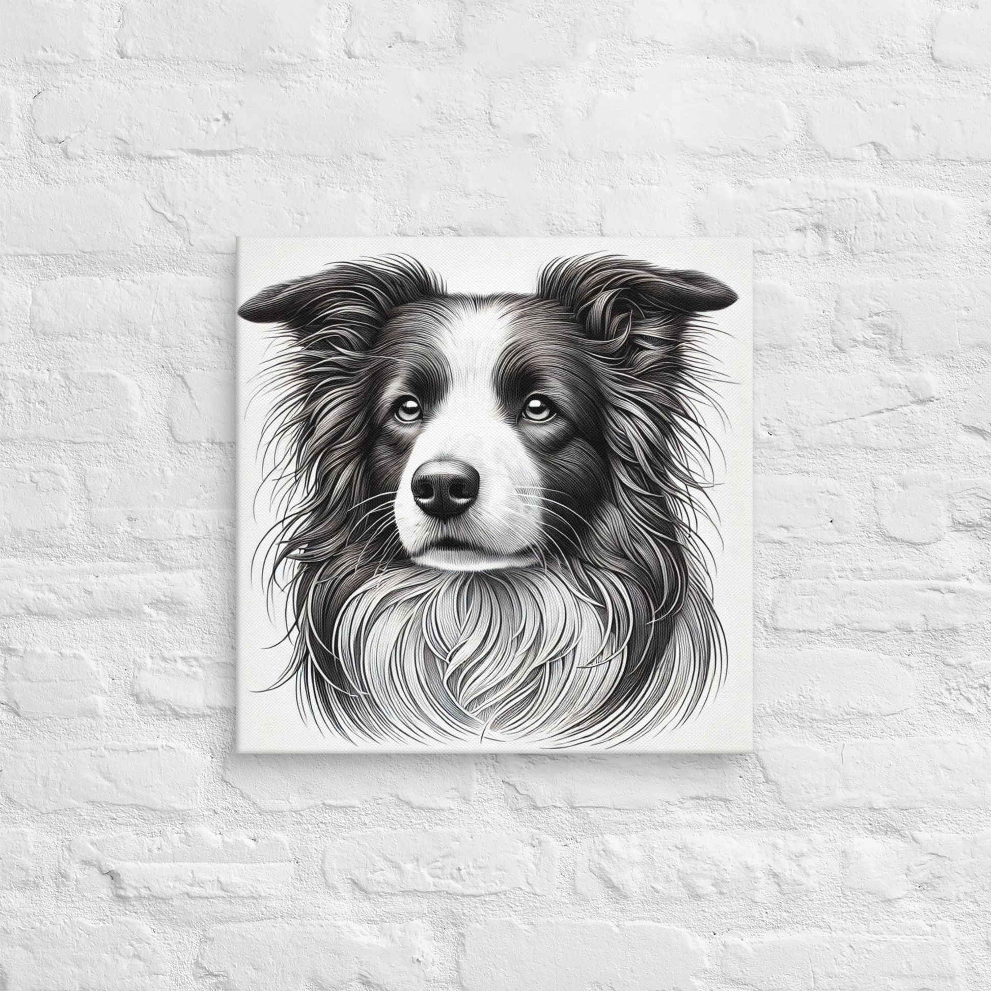 Masseys Watch 18x18 inch Border Collie Canvas from the Fauna Collection at Absolute Legend