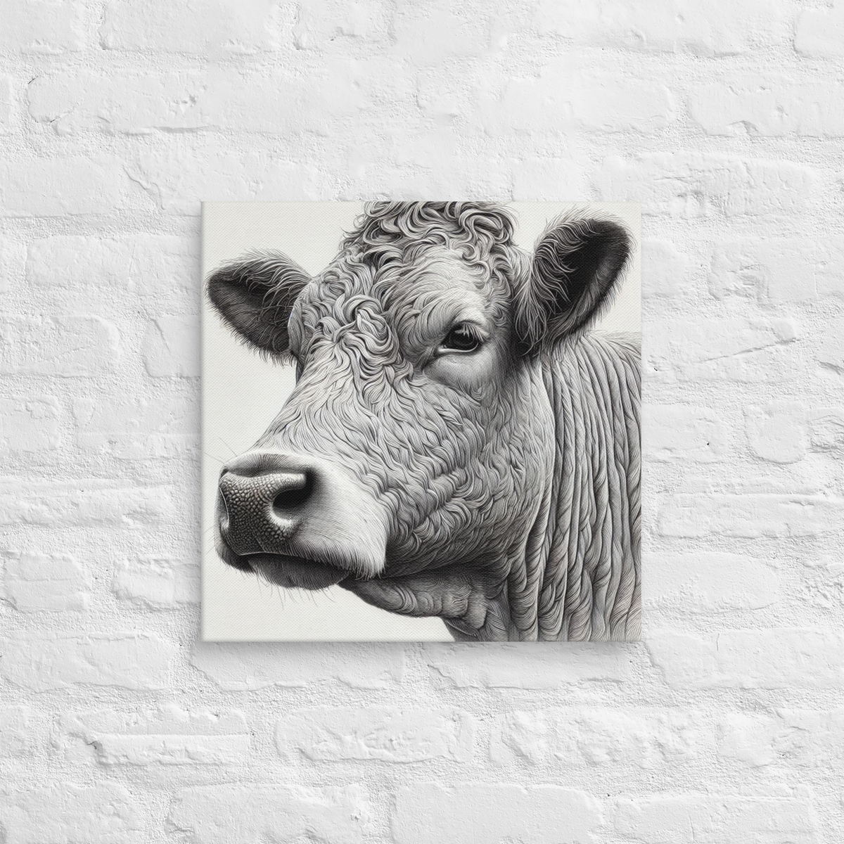 Gentle Gaze 18x18 inch Cow Canvas from the Fauna Collection at Absolute Legend
