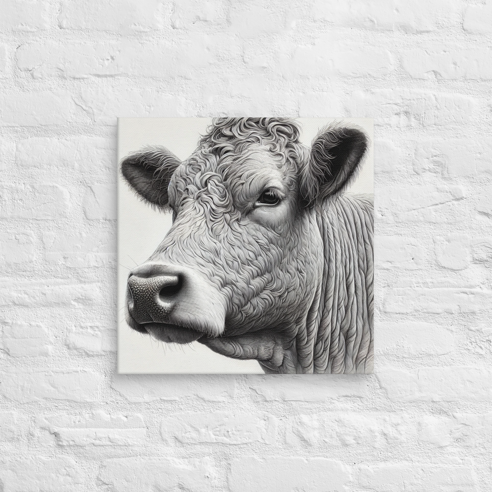 Gentle Gaze 18x18 inch Cow Canvas from the Fauna Collection at Absolute Legend