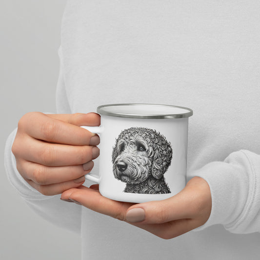 Noodle Doodle White Labradoodle Poodle Enamel Mug from the Fauna Collection at Absolute Legend