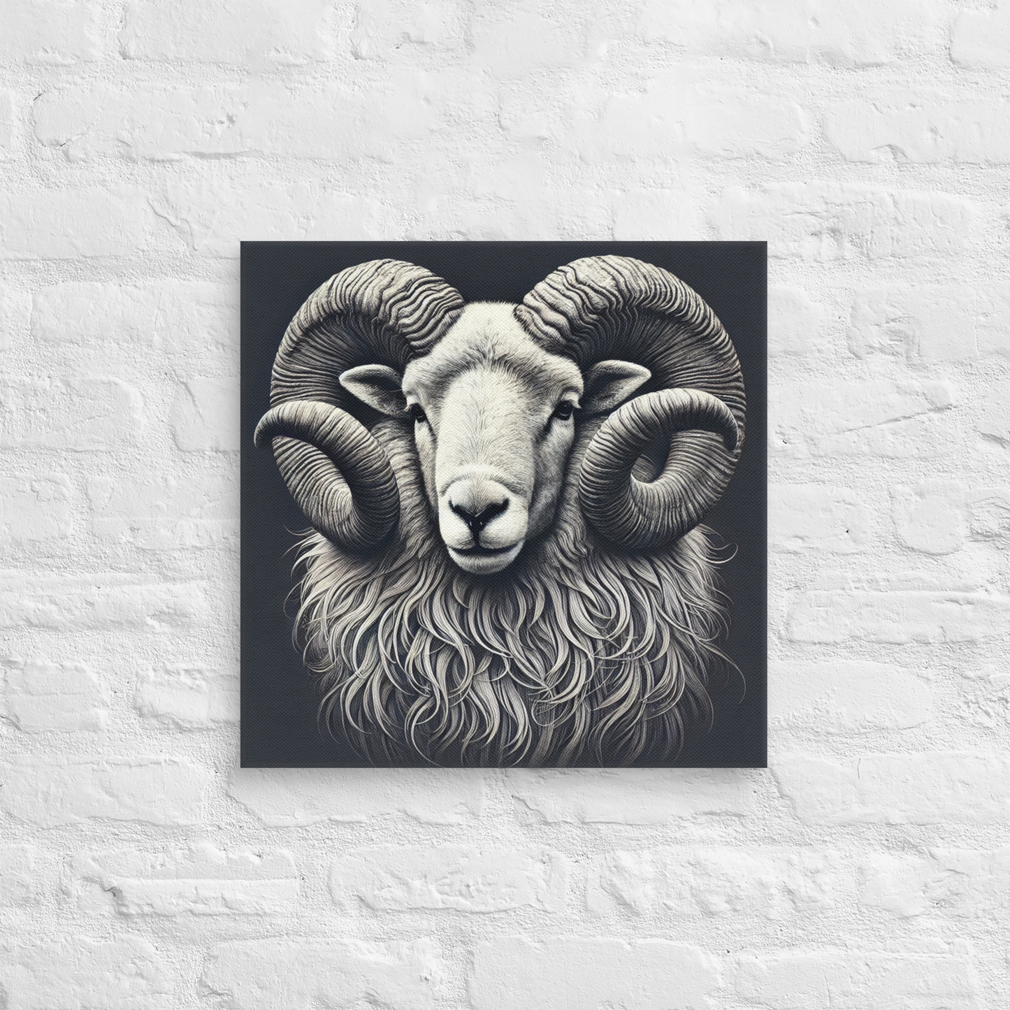 Horns of Honour canvas featuring a detailed Swaledale ram illustration, capturing the strength and resilience of wildlife in a bold artistic style from the Fauna Collection at Absolute Legend.