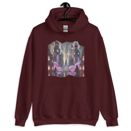 Luminary Spires Maroon Hoodie from the Cybertropolis Collection at Absolute Legend