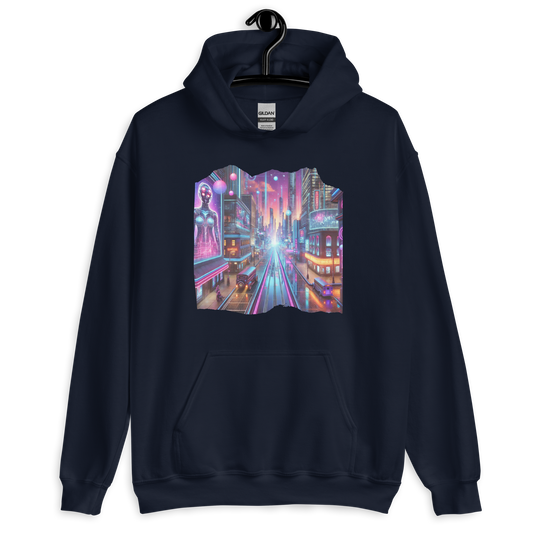 Utopia Avenue Navy Cyberpunk Hoodie from the Cybertropolis Collection at Absolute Legend