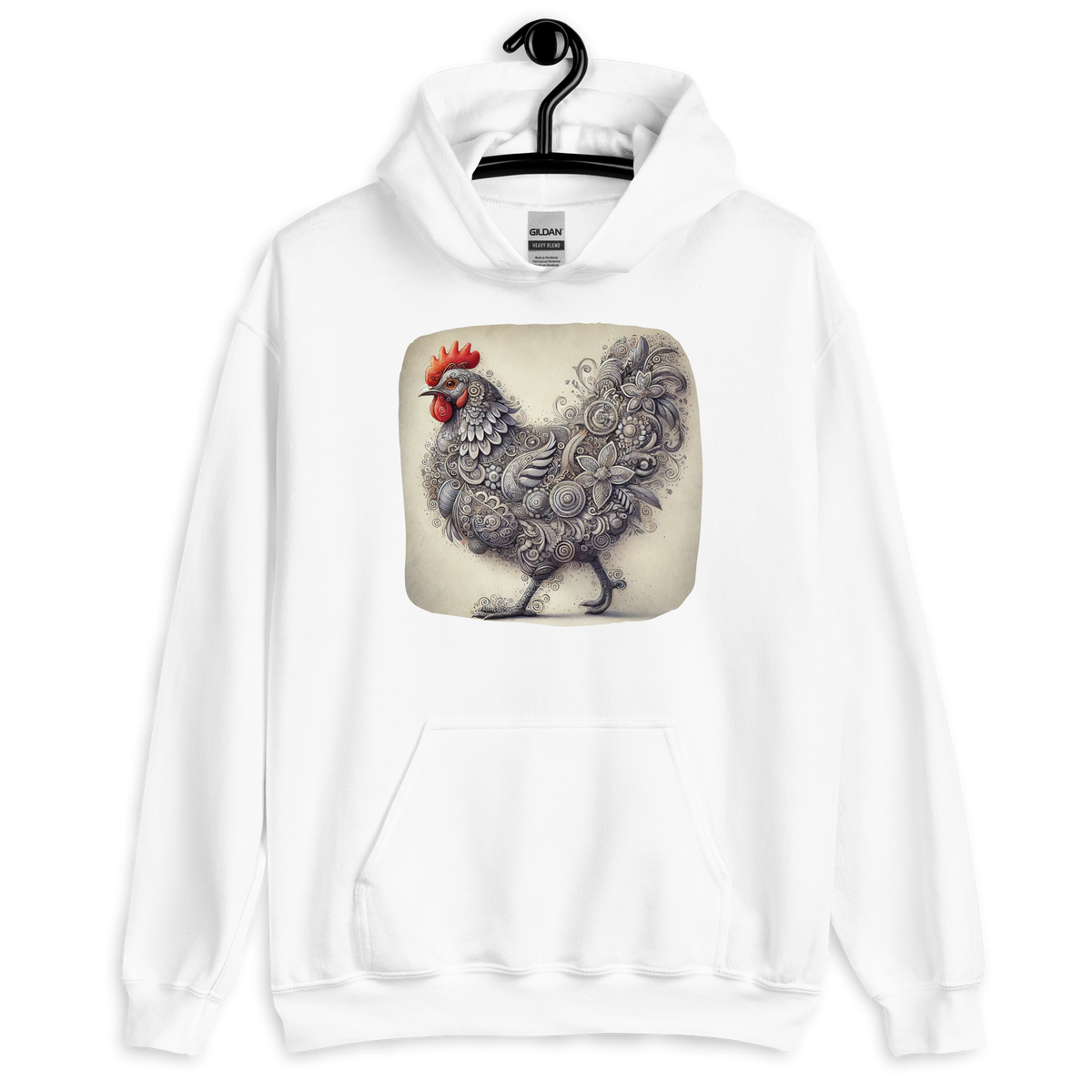 Doodleplume White Chicken Hoodie from the Cluck Couture Collection at Absolute Legend 